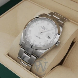 🤍 Rolex Datejust 41 Smooth Bezel White Roman Oyster 126300 Complete Unworn 🤍 - Picture 1 of 10