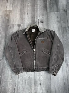 VTG 90s Carhartt J97 CHT Brown Flannel Lined Y2K Detroit Jacket Size Small - Picture 1 of 8