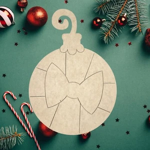 DIY Art Round Christmas Ornament with Engraved Ribbon Shape, Paint by line - Picture 1 of 3