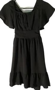 BLACK GIRLS RUFFLE DRESS WITH BOW 10-11YR OLD XL TIES IN BACK ACROSS SHOULDERS - Picture 1 of 3