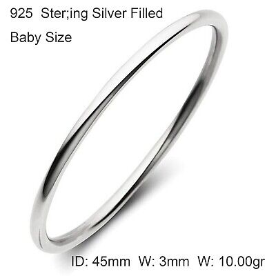 Bracelet Real 925 Sterling Silver Filled Solid Cuff Bangle Toddler Baby Sz 45mm • 8.80€