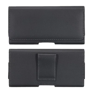 Phone Belt Holder for 6.3-6.6" Phone Horizontal Leather Black - Zdjęcie 1 z 7