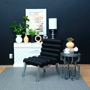 ⚫Silla NEGRA SALA DE ESTAR salón MUÑECA MUEBLES diorama PROP 1/6 escala para BARBIE - Imagen 1 de 9