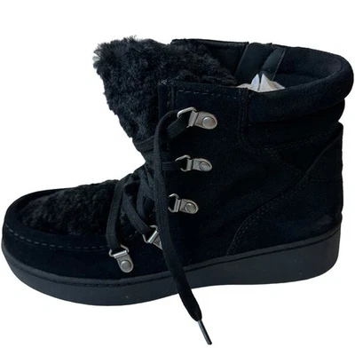 Zodiac Boots Pierson Black Suede Leather Hiking Boot Faux Fur Women's Size 6M - Image 1 of 4