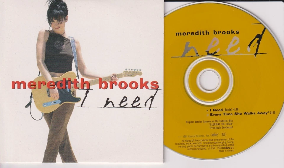 Meredith Brooks – I Need (Remix) - 2 Track Single CD 1997 Cardsleeve  Capitol - Bild 1 von 1