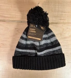 Field & Stream Cozy Cabin Hat Youth One Size Black Gray Beanie Warm Hat - Picture 1 of 5