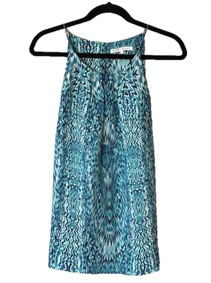 Violet + Claire Sleeveless Blouse Blue White L High Neck Lined Tank Office Top - Изображение 1 из 4