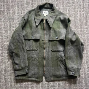 Vintage 60s Woolrich Mackinaw Full Zip Cruiser Jacket Green/Gray Men's Large - Picture 1 of 8