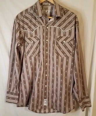 Camisa ajustada Panhandle para hombre grande blanca marrón floral perla occidental vaquero a presión Foto 1 de 4