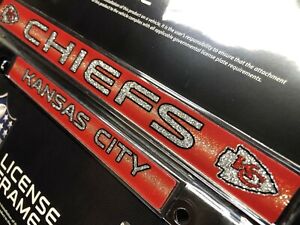1 Kansas City Chiefs "Glitter - Bling" Metal Vehicle License Plate Frame