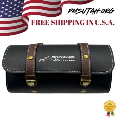 Leather Bag Pouch Motorcycle Front Fork Rear Sissy Bar Tool Kit Holder Storage - Image 1 of 4
