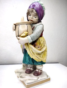 Antique Herm Kaulbach Porcelain Handcrafted Sculpture Farm Girl European Pottery - Picture 1 of 13