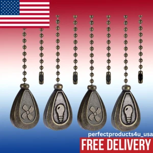 Bronze Ceiling Fan Pull Chain Set, Decorative Fan Pull Chain Pendant Extension - Picture 1 of 8