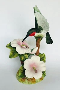 Vintage Gallery Originals Hummingbird Flowers Bisque Porcelain Figurine - Picture 1 of 4