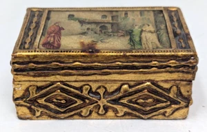 Vintage G A Cole Italian Florentine Gold Gilt Wood Trinket Box Florence Italy - Picture 1 of 8