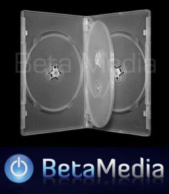 100 x Quad Clear 14mm HIGH QUALITY CD / DVD Cover Cases - HOLDS 4 Discs - Image 1 of 3