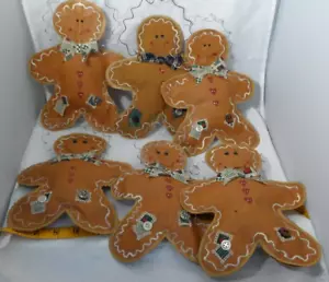 Handmade Gingerbread Man Ornament Paper Bag 9" Lot of 6 Christmas Holiday - Picture 1 of 7