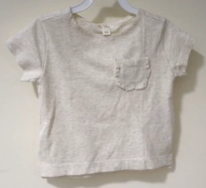 NWT J.Crew Crewcuts Natural Heather Ruffle Pocket Top Girl's Size M / 8-9 - Picture 1 of 1