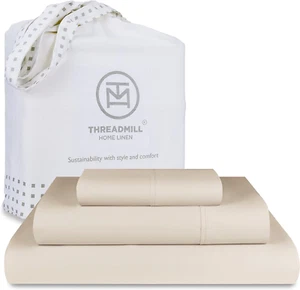 Luxury 800 Thread Count 100% Cotton Sheets - Sateen Weave Twin XL Bed-Sheets, Be - Picture 1 of 8