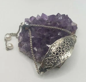 DESIGNER PZ ISRAEL STERLING SILVER AND PEARLS BRACELET - Picture 1 of 4