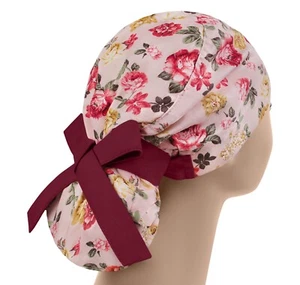Ponytail scrub hats, scrub cap, surgical scrub hat, ponytail scrub caps flowers - Picture 1 of 3