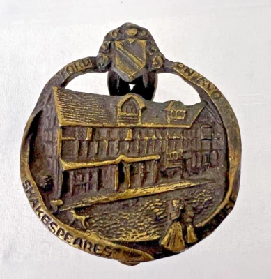 Llamador de puerta de casa Shakespeares tono latón vintage 3 x 2,5" muy detallado Foto 1 de 4