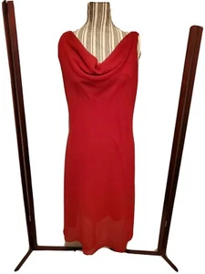 Onyx Nite Red Cowl Neck Sheer Sleeveless Knee Length Dress Women's Size 16 - Picture 1 of 7