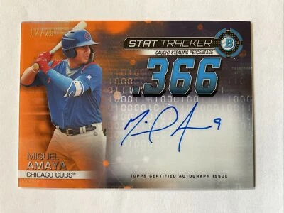 2019 Bowman Chrome Orange Refractor Auto MIGUEL AMAYA Chicago CUBS #STA-MA, /25 - Image 1 of 2