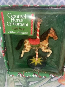 1983 Enesco Horse Ornament E-0334 Christmas Carousel WITH BASE - Picture 1 of 2