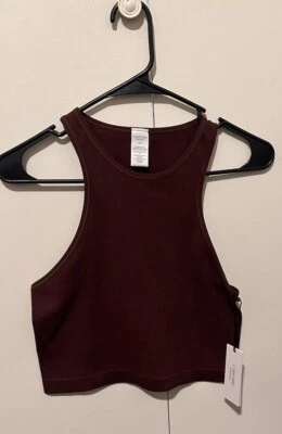 calvin klein performance Ribbed Cropped tank top women Size Large Burgundy New - Image 1 of 4