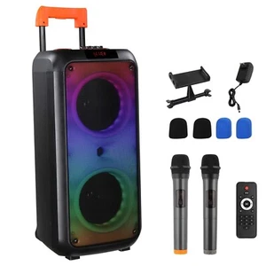 8in Wireless Portable Bluetooth Karaoke Speaker with TF/USB/AUX/FM/TWS LED Light - Picture 1 of 8