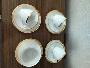 12 piece Tea set White with Gold trim Bohemia BRIGITTA Czech Vintage - Picture 1 of 6