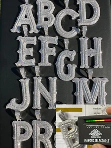 Real Moissanite Gothic Large 2" Initial Letter 925 Silver Pendant Iced Necklace - Picture 1 of 24