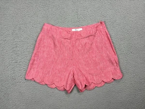 Boden Scalloped Hem Shorts Womens 6 Pink Side Zipper Lined 100% Linen - Picture 1 of 10