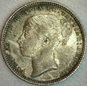 1874 Great Britain Silver Shilling Coin UK AU Almost Uncirculated - Picture 1 of 2