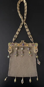 Vintage Mesh Geldbörse Abendtasche stark mit Juwelen signiert nie anders gesehen wie ist - Bild 1 von 13