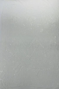 FEATHER - Design Sequins Embroider 4 Way Stretch Mesh Fabric By Yard - Picture 1 of 5