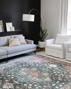 Loloi II Skye Collection SKY-08 Denim/Brick 7'-6" x 9'-6" Area Rug - Picture 1 of 8