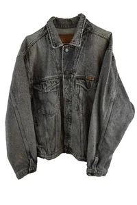 WRANGLER Grey Denim Jacket size L Mens Button Up Trucker Rider Casual Outdoors - Picture 1 of 10