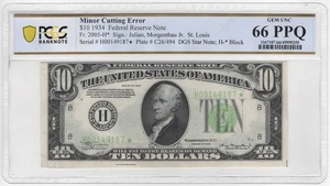 1934 $10 FRN STAR ERROR Note St. Louis TOP POP 2/0 Gem 66 PPQ - Picture 1 of 2