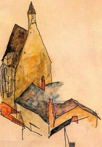 Egon Schiele Spitalskirche Molding 1918 17"x 22" Archival Art Print - Picture 1 of 1
