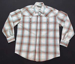 Stetson Pearl Snap Western Shirt Mens S Brown Shadow Plaid Cowboy Rodeo Button - Picture 1 of 11