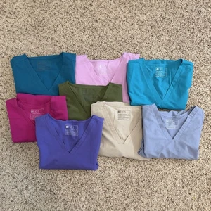 Lot Of 8 Figs Casma Scrub Tops Women’s Sz XL Blue Purple Pink Green Tan - Picture 1 of 12