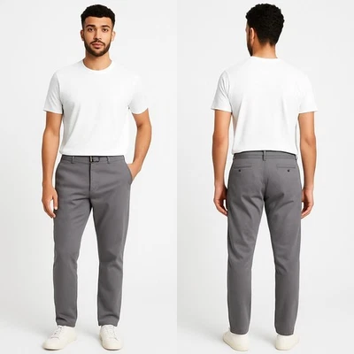 Original Penguin Men’s Chino Pants 34x30 Gray Stretch Straight Leg Cotton Casual - Image 1 of 4
