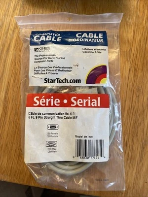 6 ft/1.8m RS-232 Male to Female Straight Through Serial Cable DB9-M/F StarTech - Image 1 of 2