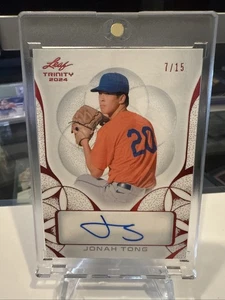 2024 Leaf Trinity Jonah Tong Red Auto #7/15 SP 🔥 Mets - Picture 1 of 4