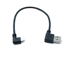 SYSTEM-S USB 2.0 Cable 20cm Micro B Male to Type A Male Left Angled Angle - Picture 1 of 4