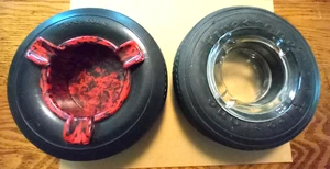 Vintage Firestone Tires 6"  Ashtray Lot of 2 "Balloon" Tires - Picture 1 of 6