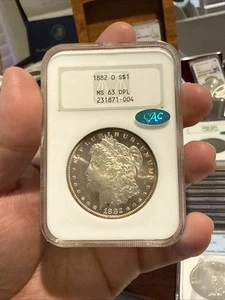 1882-O NGC CAC MS63DMPL Morgan Silver Dollar PQ Great Cameo Vintage Slab! - Picture 1 of 7