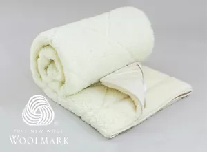 Double Bed Wool Fleece/Fill Reversible Mattress Topper Luxury Premium 1000 GSM - Picture 1 of 5